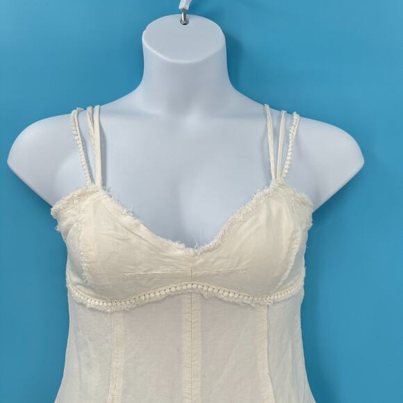 Y2K Ivory Babydoll Dress Medium Fairycore Boho Frayed Corset Style Mini Festival - Picture 3 of 12